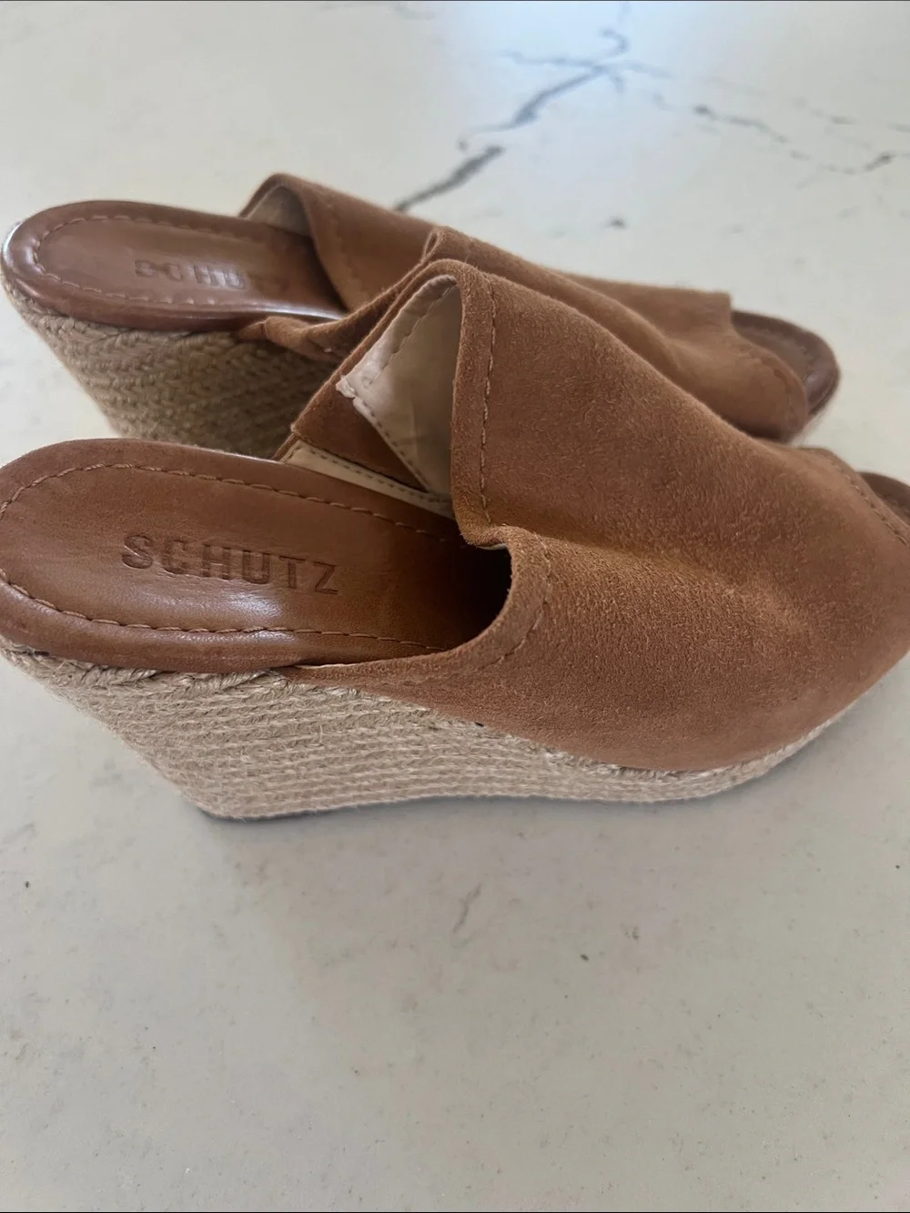 SCHUTZ Brown Suede Espadrille Wedge Mules size 8. New!! So cute